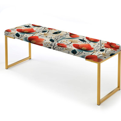 Floral Upholstered Gold Bench