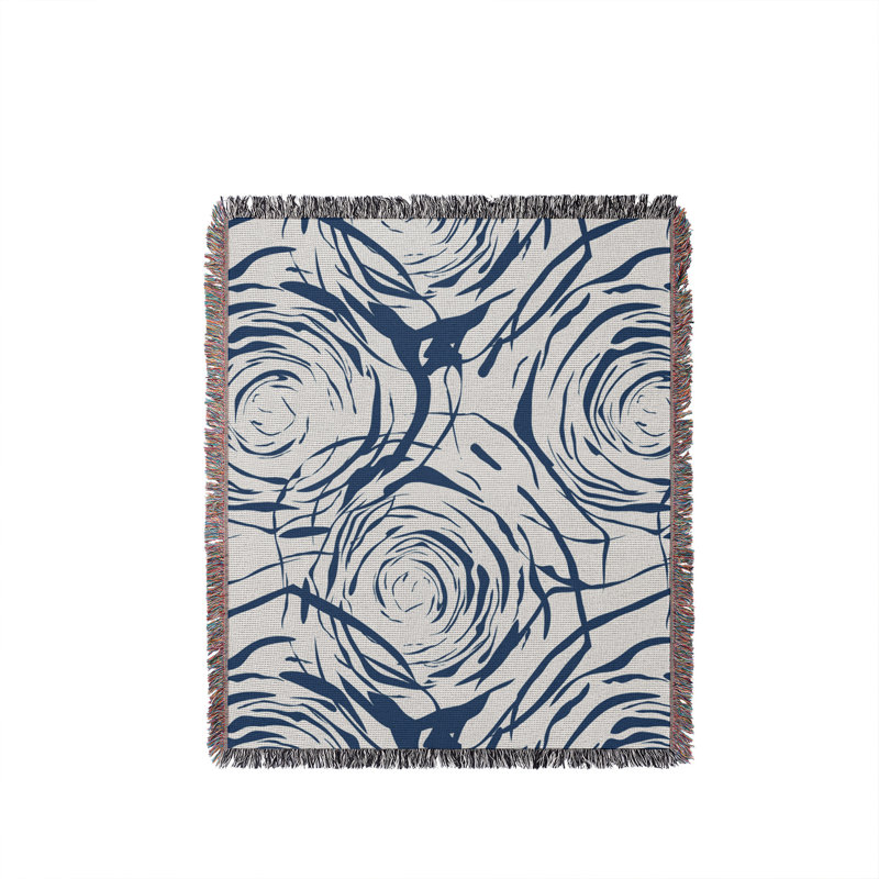 Jeté rose en coton Rose, Bleu, 60 x 60