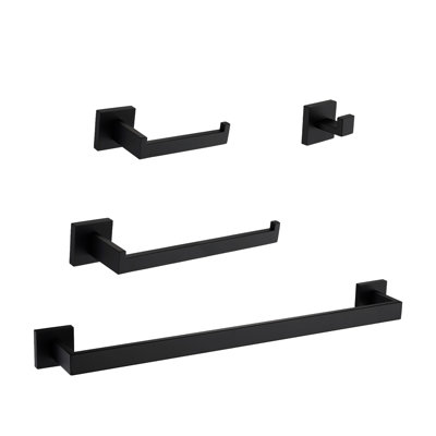 4 salles de bain en noir mat, acier inoxydable - Scratch-, installation rapide pour les accessoires de décoration intérieure noirs,, n'importe où