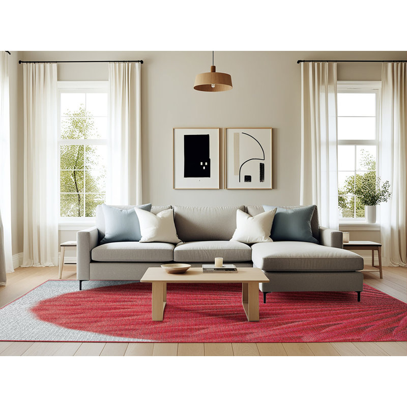 Tapis rouge tissé à la machine, Rectangle 6 pi x 9 pi