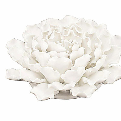 Décoration murale en céramique crème faite à la main D7,3 x 2,8 po
