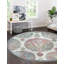 Tapis floral en polypropylène tissé à la machine ivoire / bleu / rouge-1346750484
