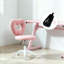 Chaises de bureau mignonnes avec dossier en forme de cœur, chaise de coiffeuse moderne en polaire rose à l'effigie d'un ours en peluche