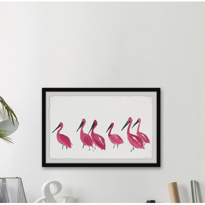 «Bright Pink Flameos», reproduction encadrée