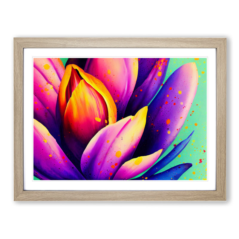 Tulip Flower Splash Vol.6 Abstract - Framed Print, 34cm H x 46cm W x 2cm D, Oak Framed