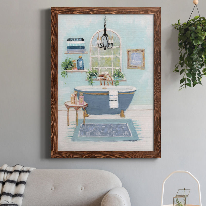 «Blue Bath I», peinture sur toile encadrée, H 20 po x l 17 po x P 1,5 po, Érable