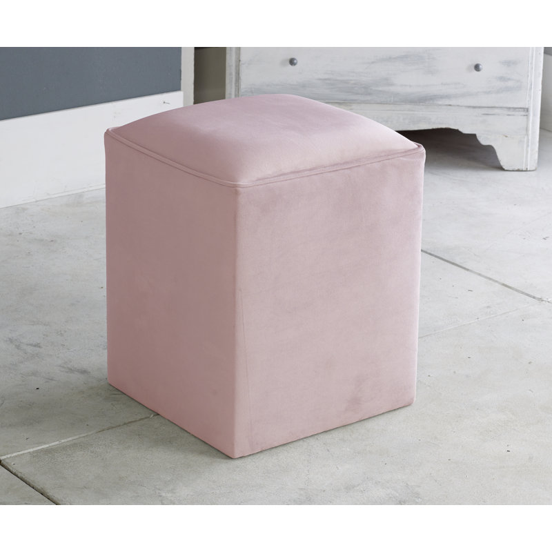 Henton 40cm Wide Velvet Square Solid Colour Pouffe Ottoman, Pink