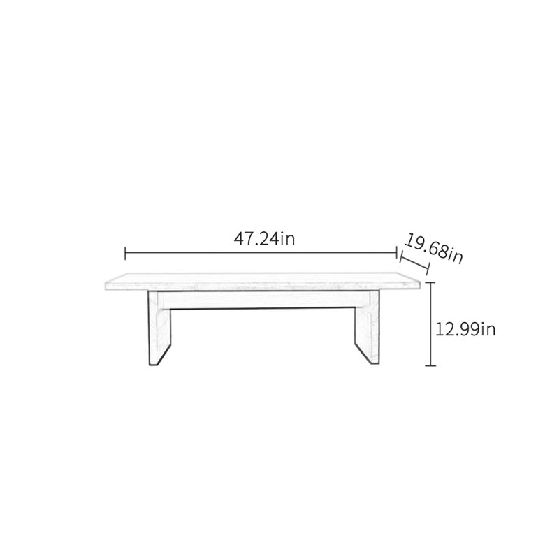 Simple rectangular design sense coffee table, Beige, 12.99" H x 47.24" L x 19.68" W