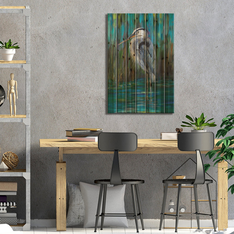 Héron debout II, H 26 po x l 18 po x P 1,5 po