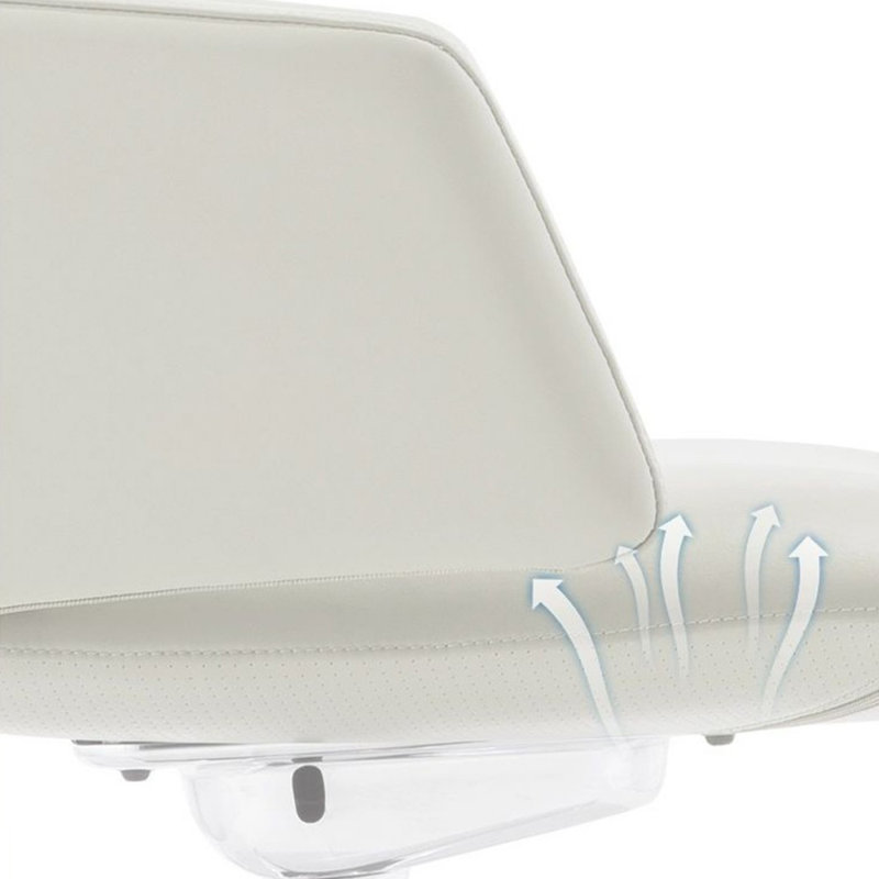 Beige-white + Silver Hight adjustable Genuine Leather + Faux Leather + Aluminium Alloy Office Chair
