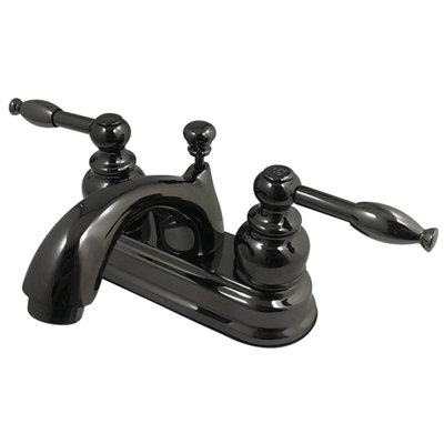 Kingston Brass Water Onyx Two-Handle 3-Hole Deck Mount 4" Centerset Bathroom Faucet with Plastic Pop-Up
