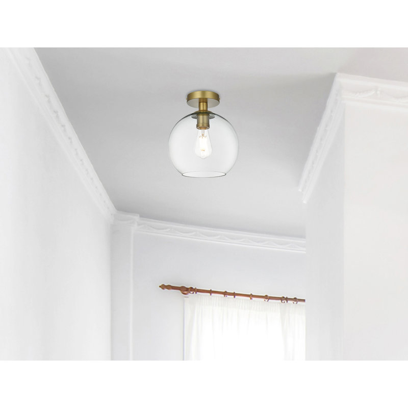 Plafonnier semi-encastré à 1 lumière Snead, H 11,2 po x l 9,8 po x P 9,8 po, Transparent, Or satiné