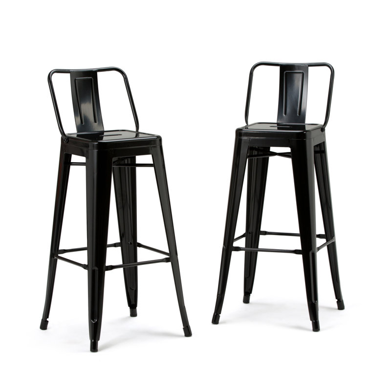 Tabouret en métal Rayne, Noir, Tabouret de bar (siège d'une hauteur de 30 po), 2
