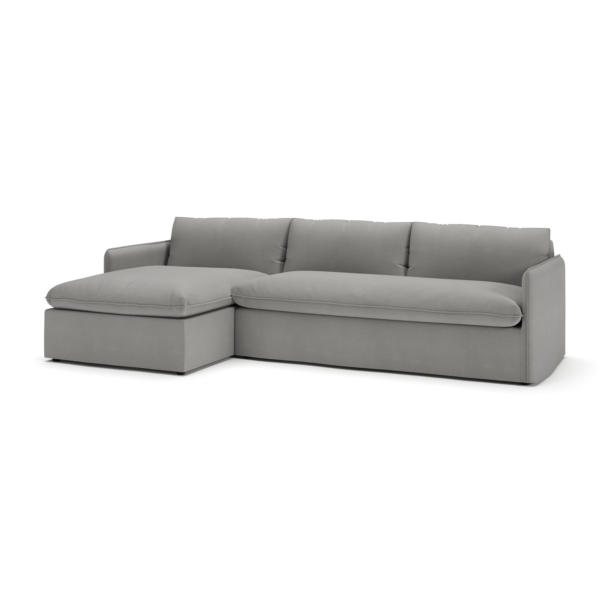 Bellatrix Upholstered L-Sectional, Bayou Light Gray Canvas, Left Hand Facing