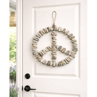 Driftwood Peace Sign Wall Decor – Handcrafted Coastal Wall Accent