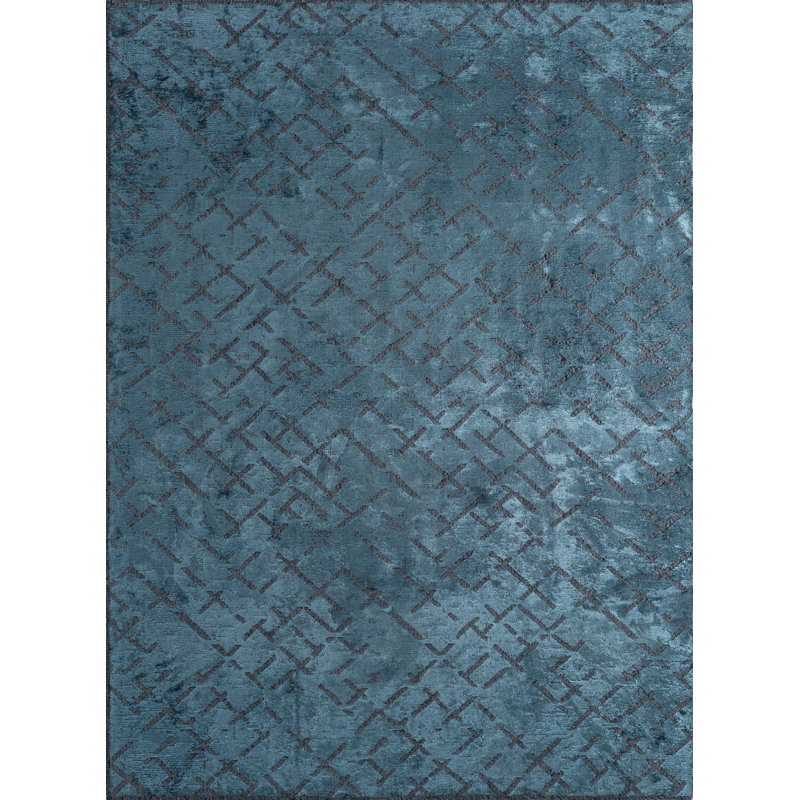 Rapture Teal Blue Abstract Luxury Area Rug, Rectangle 7'10" x 9'10"