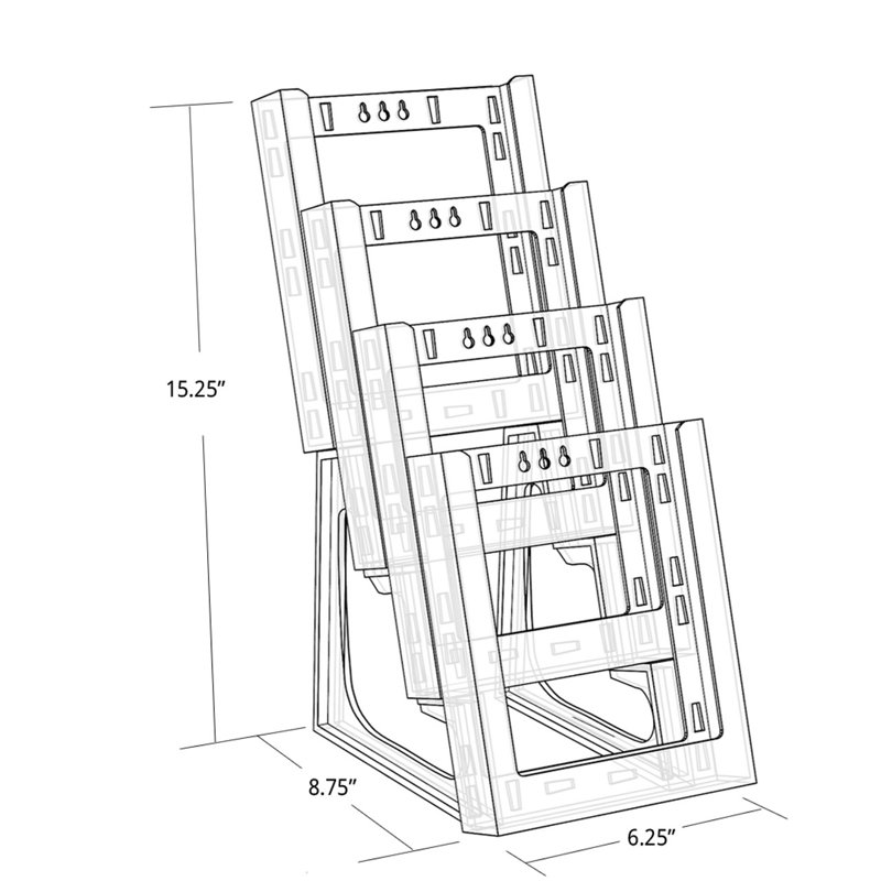 Four-Tier Modular Bifold Brochure Holder, 2-Pack