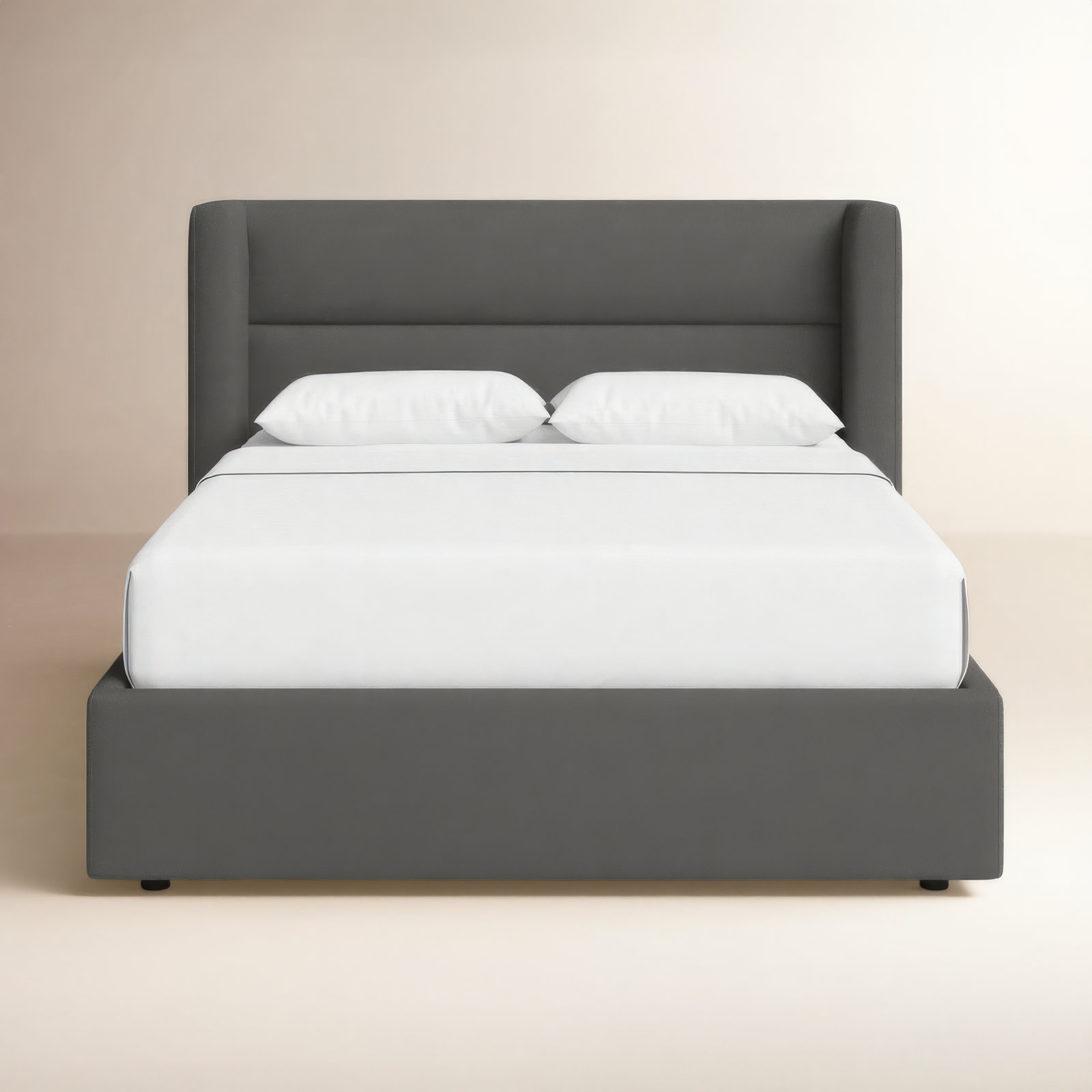 Jayla Platform Bed, Queen, Effie Smoke Performance Linen