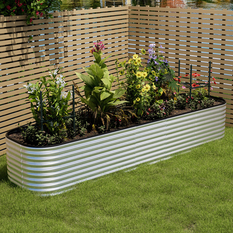 Metal Raised Garden Bed, Black, 56cm H x 320cm W x 80cm D