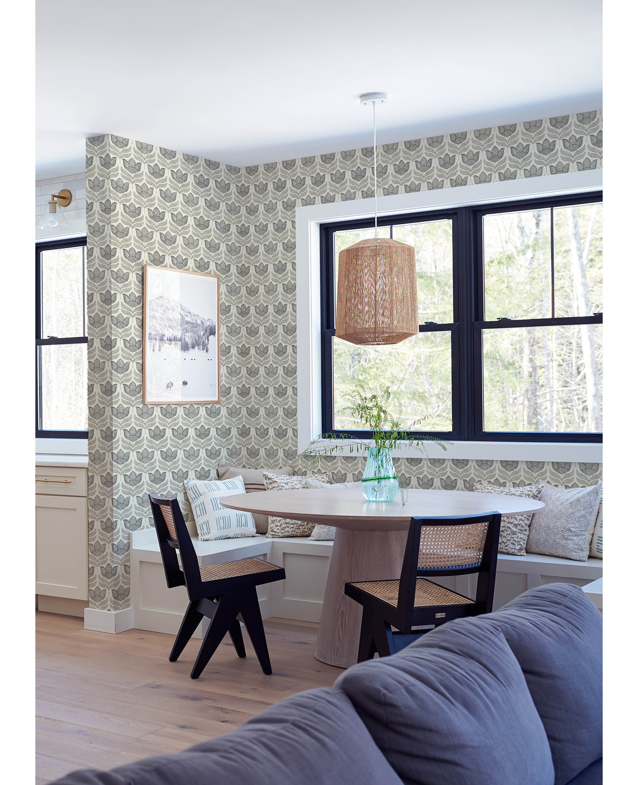 Floral Wallpaper, Gray