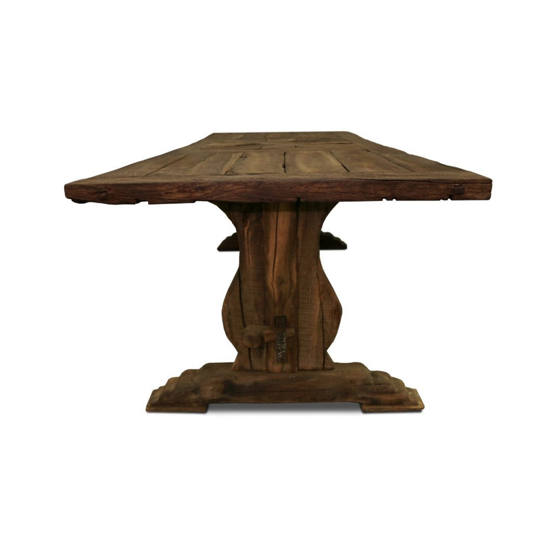 Roldvin Farmhouse Oak Solid Wood Rectangular Dining Table
