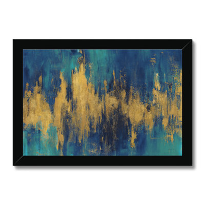 Blue And Gold Abstract Crop by Danhui Nai - Wrapped Canvas Painting