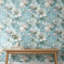 Papier peint floral abstrait mural bleu