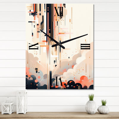 Peach Cream Multifaceted Whirls - Cubism Modern Wall Clock