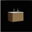 Table de maquillage de 24 po en chêne naturel rayé avec bol en céramique blanche, table de maquillage murale en porte-à-faux moderne pré-assemblée-2041902869-2041902870