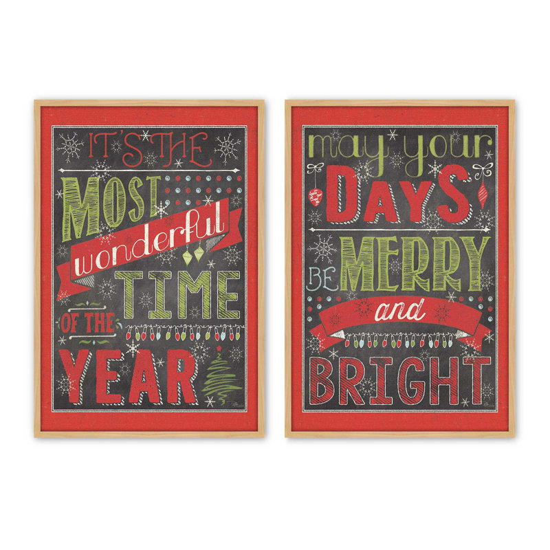 Merry and Bright Days, ensemble de 2 reproductions d'art, 20 po x 16 po, Érable américain