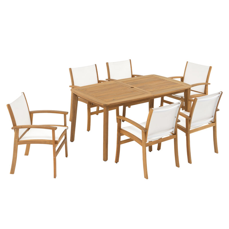 7-piece Outdoor Patio Dining Set, White