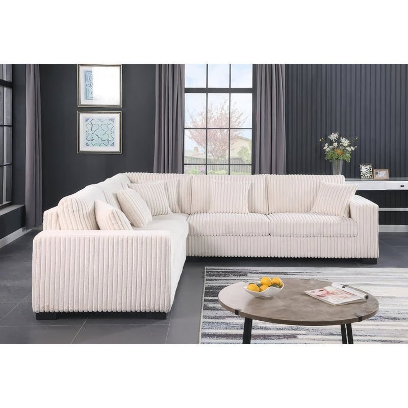 Canapé modulaire Rachel, Crème, crème