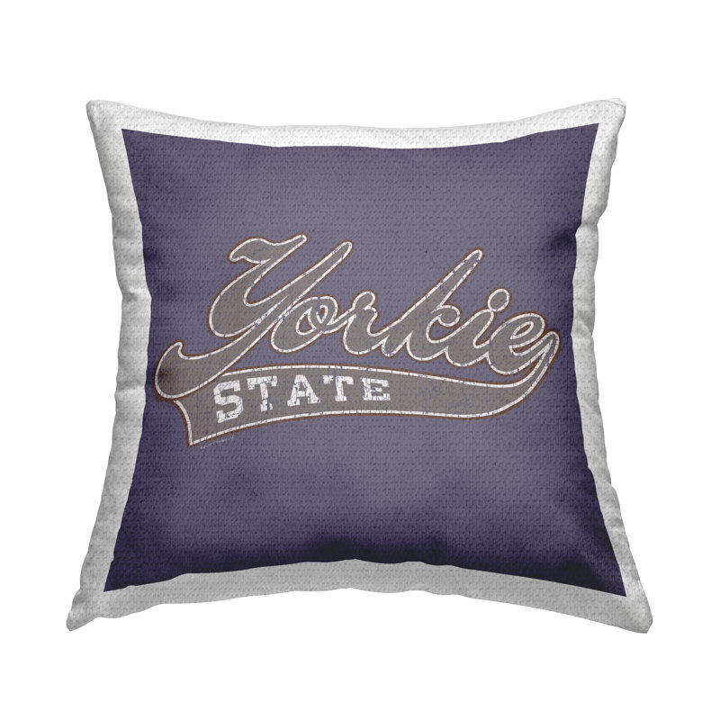 Coussin d'extérieur imprimé vintage College Yorkie State par Spirit Animals / Life Is High
