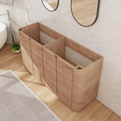 Meuble-lavabo autoportant de 60 pouces avec 4 portes et 2 tablettes