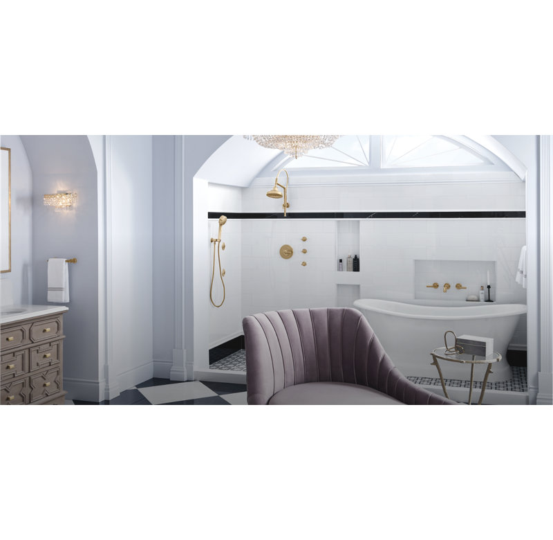 Essential™ Series 10-7/16" Classic Slide Bar Shower Arm and Flange, Luxe Gold