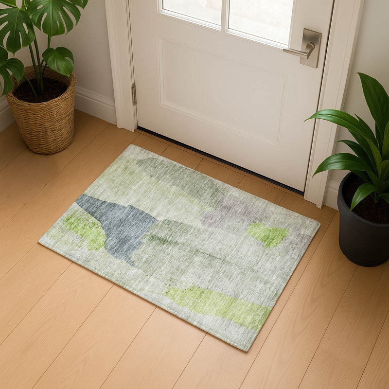 Premium Machine Washable Mouton Abstract Rug, Rectangle 1'8" x 2'6"
