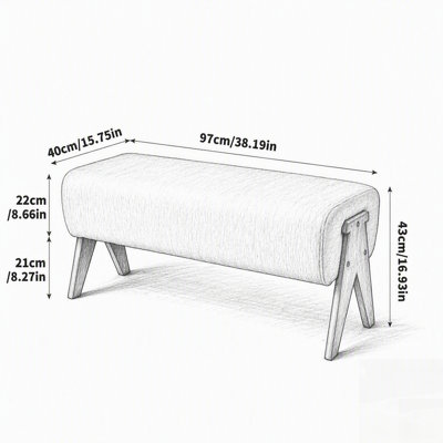 Banc en tissu de chenille décoratif moderne, banc d'entrée ergonomique rembourré avec pieds en bois massif, repose-pieds rembourré pour vestibule et chambre à coucher