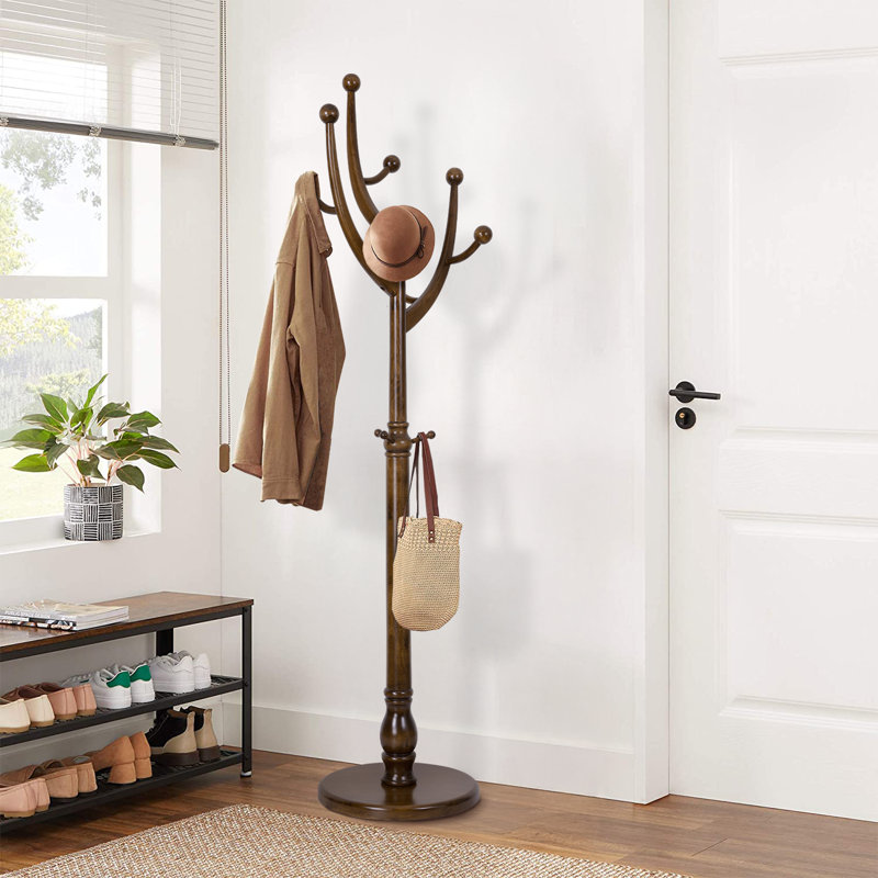 Ameeta 8-Hook Solid Wood Coat Rack, Brown
