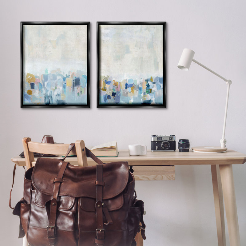 "Patterned Modern Horiz" par Rachel Springer, 2 pièces sur toile, H 31 po x l 25 po, Cadre flottant noir de jais