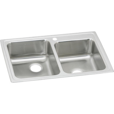 Lustertone 33" L x 22" W Double Basin Drop-In Kitchen Sink