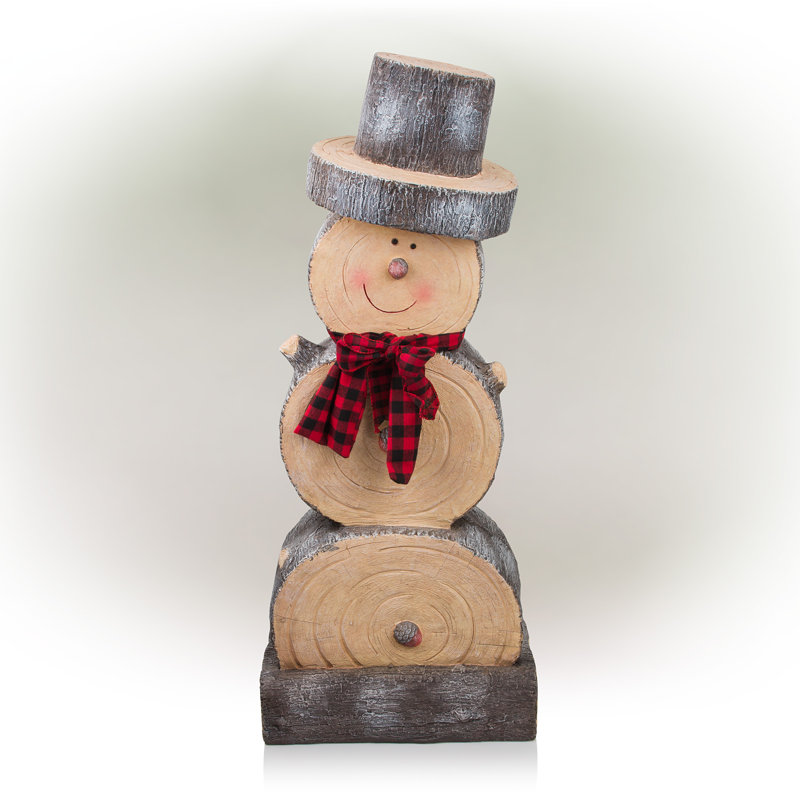 Statue de bonhomme de neige en bois, 38'' H X 16'' W X 9'' D