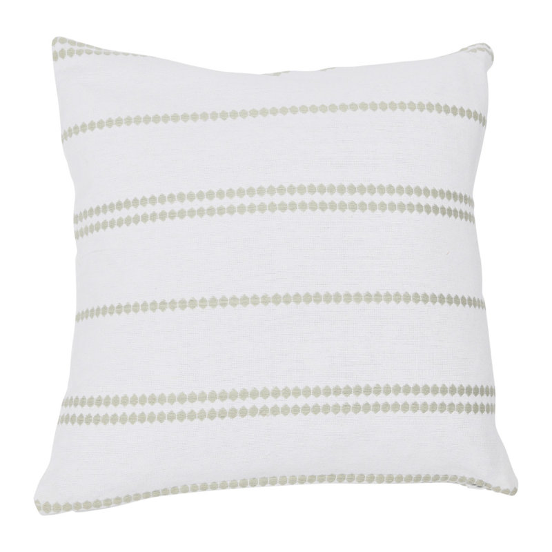 Hudie Striped Cotton Reversible Throw Pillow, White/Olive, Pillow Cover Only - No Insert
