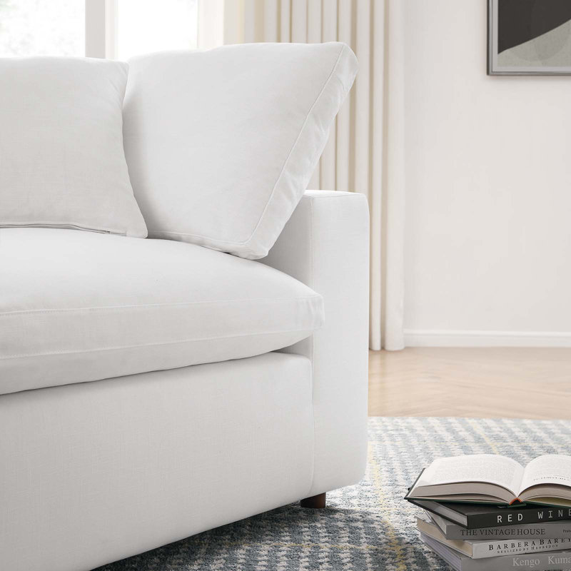 Modular Sectional Sofa Couch, Self-customization Design Sofa, 31.5" H x 116.9" W x 39" D, Polyester Blend Pure White
