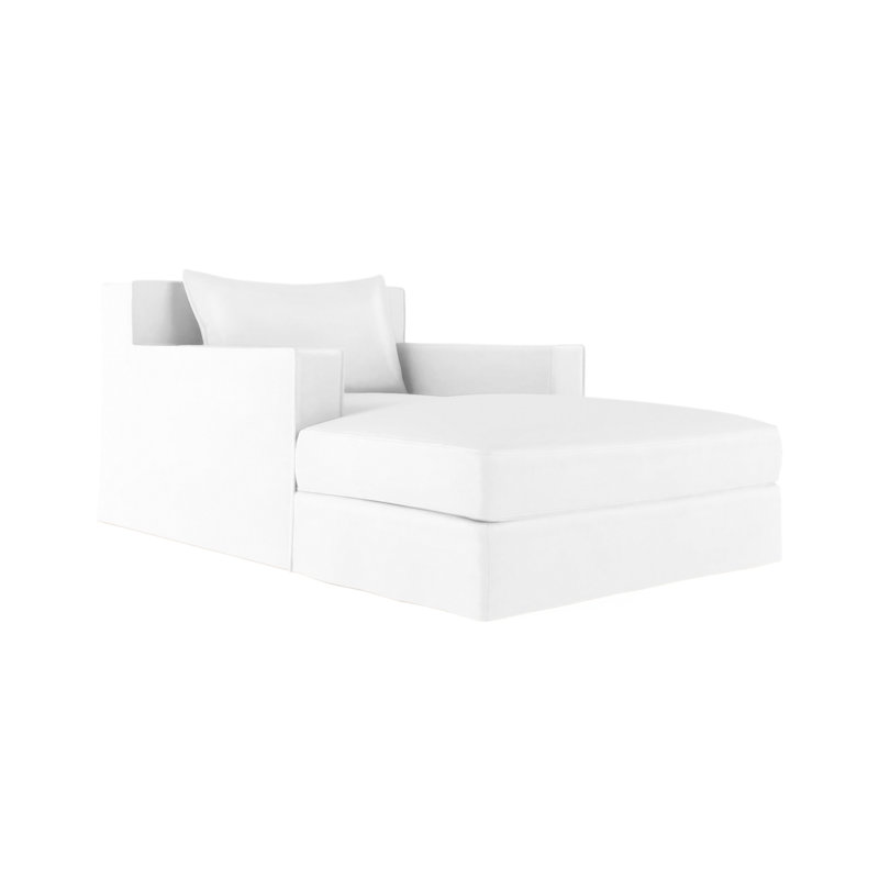 Chaise longue Mulberry, Naturel, Cuir rétro blanc
