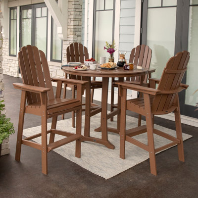 POLYWOOD Vineyard Curveback Adirondack 5-Piece Nautical Trestle Bar Set