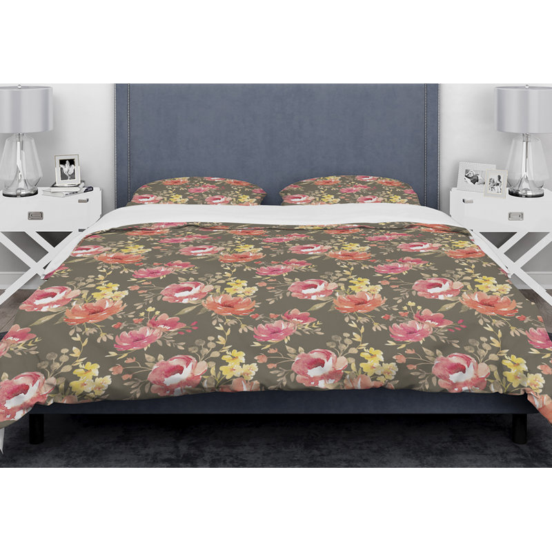 Ensemble de housse de couette en microfibre jaune / or / rose, Housse de couette très grand + 2 taies décoratives