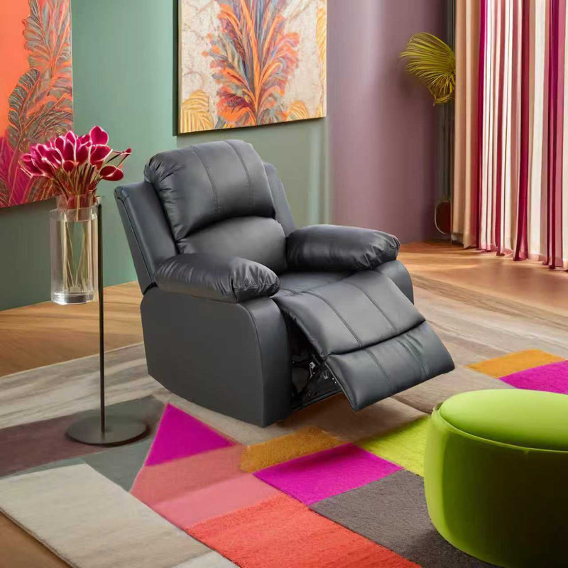 Black PU Leather Couch Living Room Sofa Chair