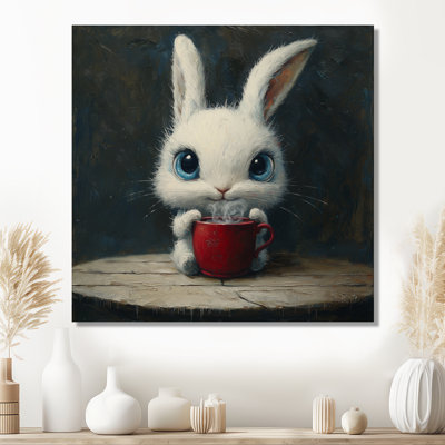 Detrick Drôle de lapin ayant un thé II - lapin, art mural