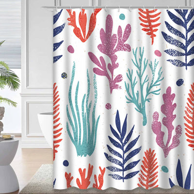 Green Waterproof Shower Curtain,Shower Curtains for Bathroom with 12 Hooks