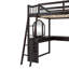 Lit mezzanine en bois avec bureau en U, compartiments de rangement et miroir à trois volets-1910006178